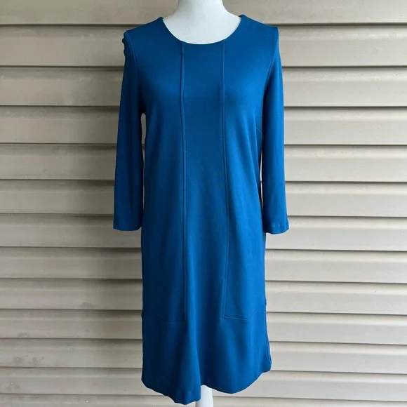 J.Jill Ponte Knit Teal Blue Shift Dress - Size Small J.Jill Ponte Knit Teal Blue Shift Dress - Size Small